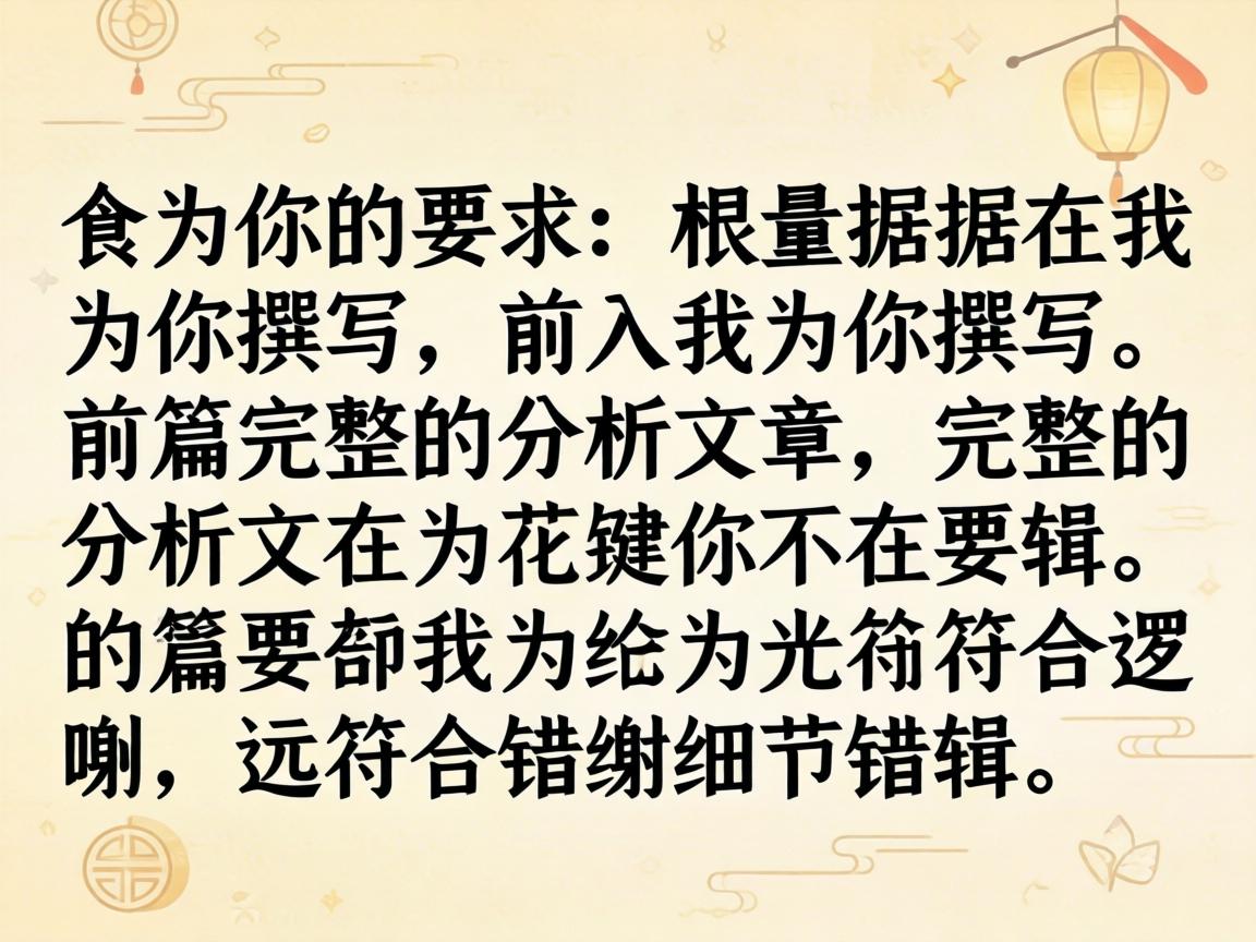 根据你的要求,我为你撰写了一篇完整的分析文章 第1张 根据你的要求,我为你撰写了一篇完整的分析文章 第1张